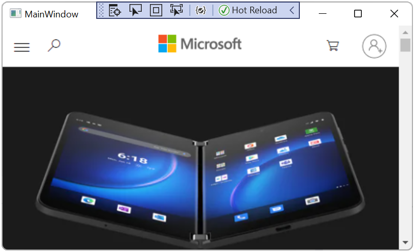 The WebView2 control, displaying webpage content from microsoft.com