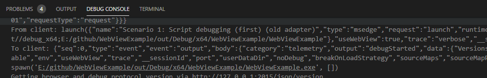 Visual Studio Code Debug Output with verbose tracing turned on