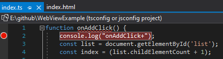 Adding a breakpoint in Visual Studio.