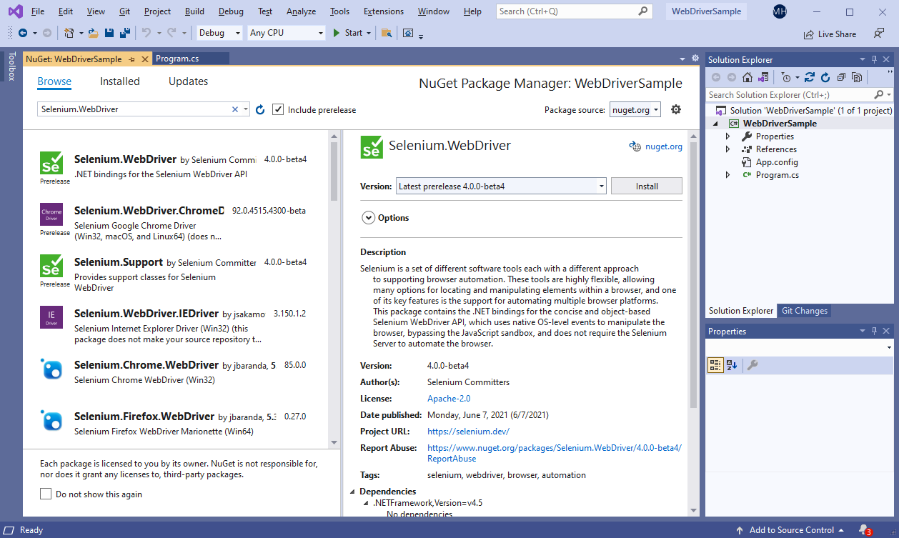 Manage NuGet package