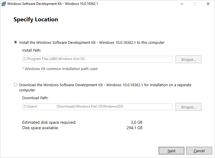 Windows SDK setup