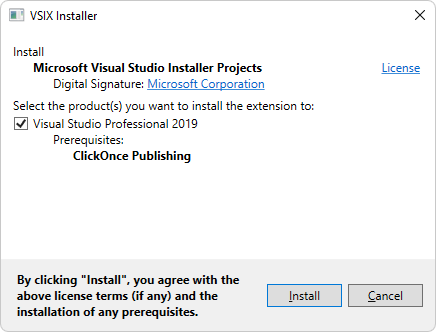 VSIX Installer Visual Studio Installer Projects 2019