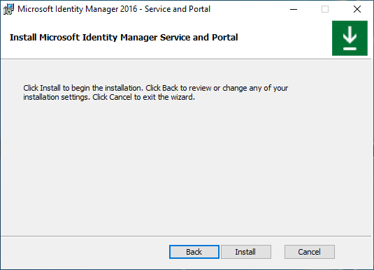 MIM Service and Portal installation screen image - final
