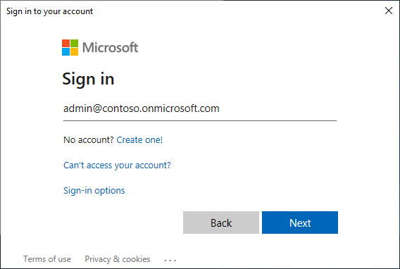 Sign-in popup window account name image