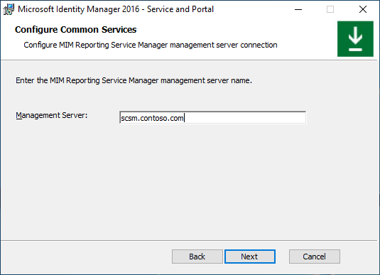 SCSM server name screen image - option E