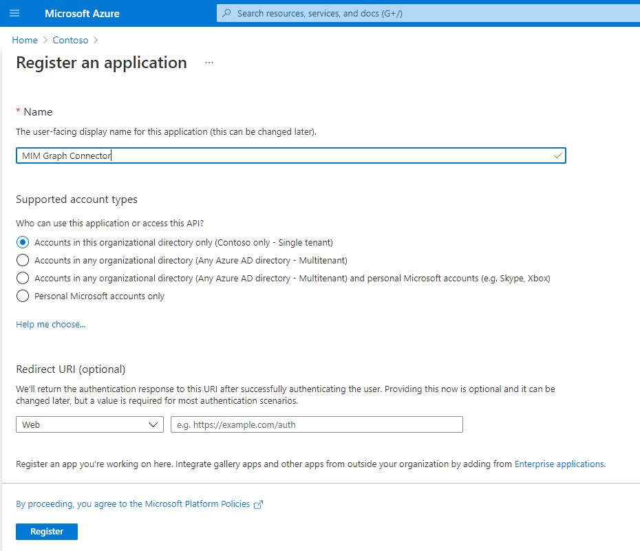 Image of application registration