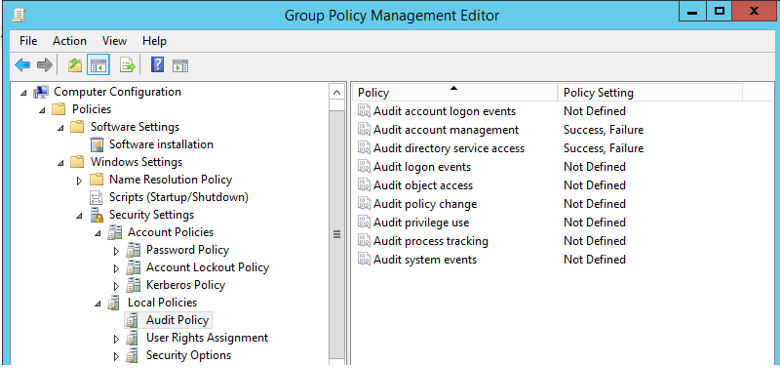 Success and failure policy settings - screenshot