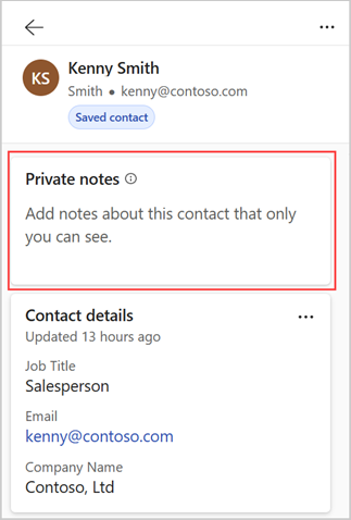 Screenshot showing Private notes.