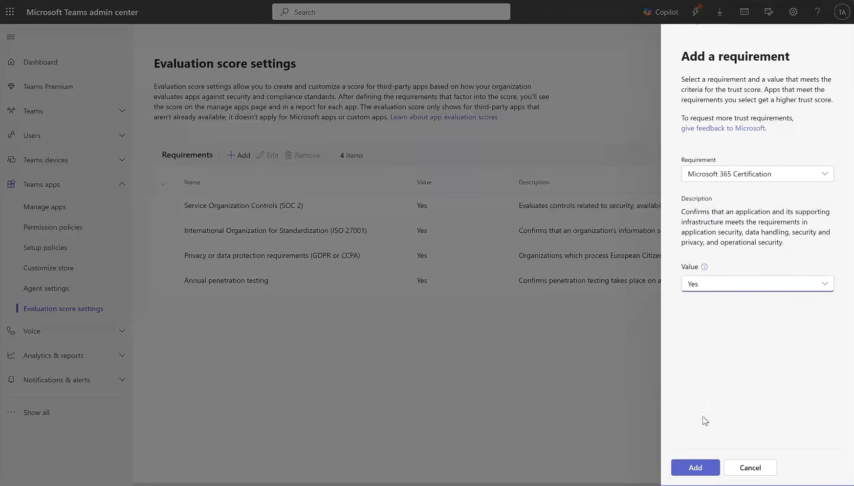 Evaluate thirdparty apps using security and compliance requirements