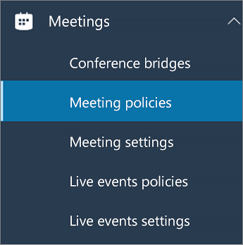 Meeting policies selected.