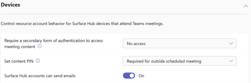Screenshot of Teams devices settings in the Teams admin center.