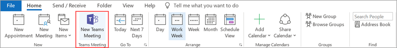 Screenshot showing the ability to schedule a new meeting.