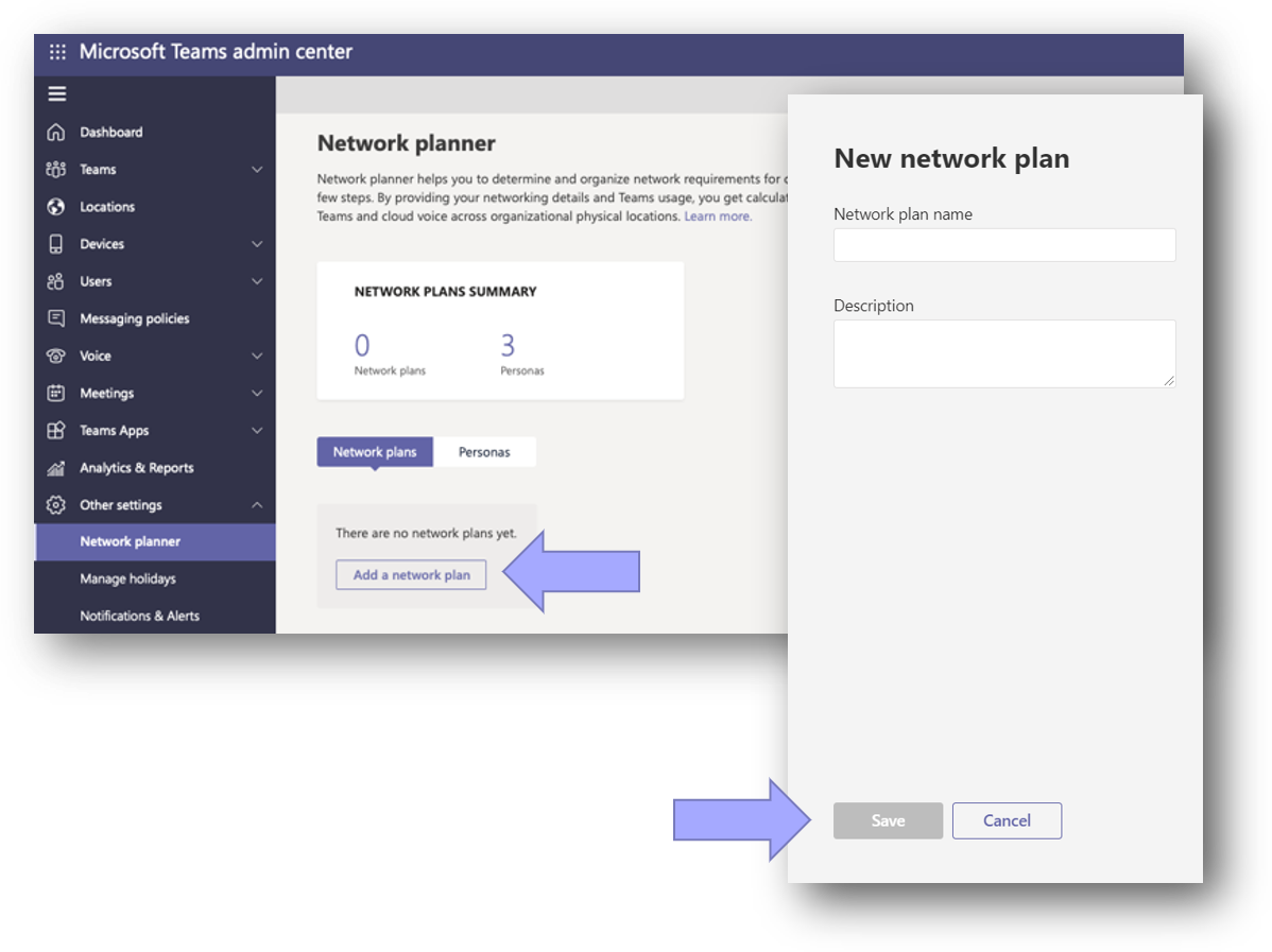 Add a new network plan