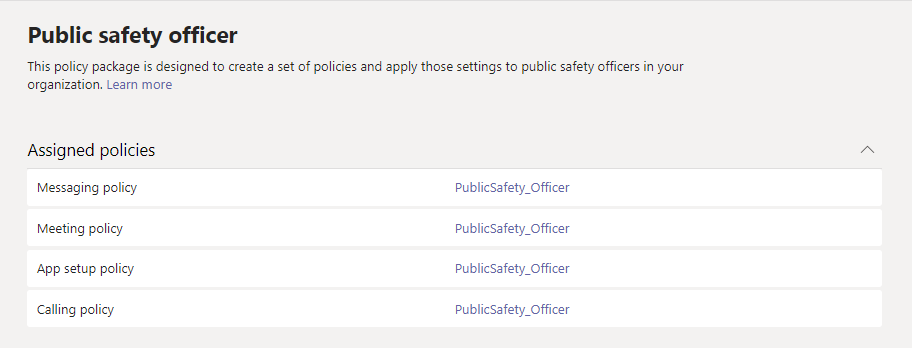 Screenshot of policies in the Healthcare clinical worker package.