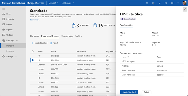 Screenshot of review and create Standards