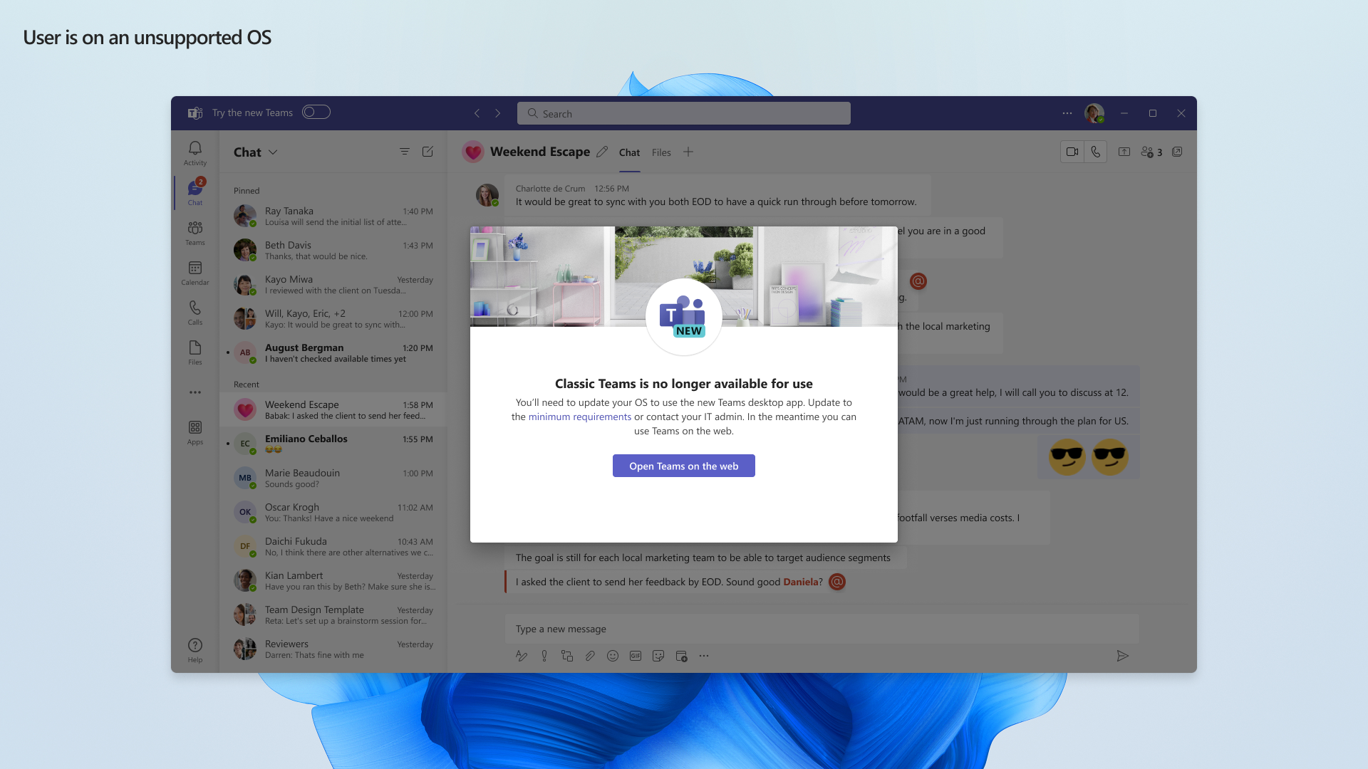End of availability for classic Teams client - Microsoft Teams | Microsoft  Learn