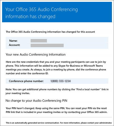 Dial-in conferencing info has changed.