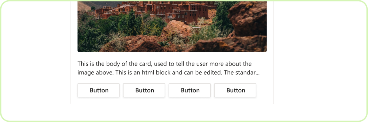 The screenshot shows best practice about how you should include only a small set of actions on an Adaptive Card.