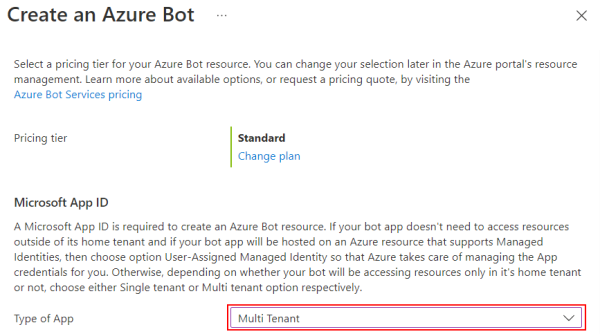 Screenshot shows how to select multi tenant for Microsoft AppID.