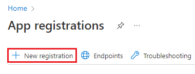 New registration page on Azure AD Portal.