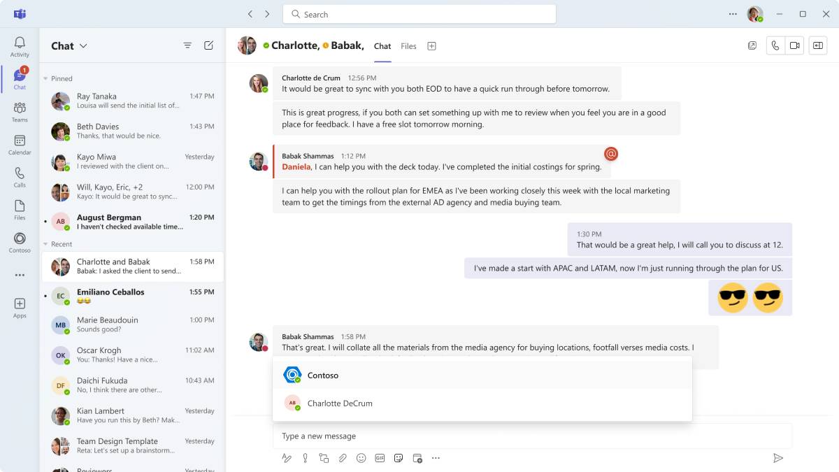 Example shows how to add a bot in a group chat using an @mention.