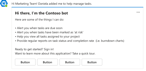 Example shows a bot introduction in a collaborative context.