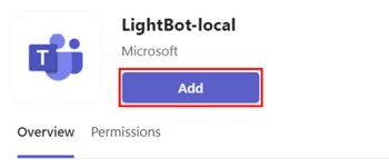 Screenshot shows adding the LightBot app.