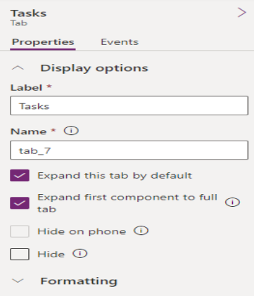  Screenshot describes how to expand first component to full tab.