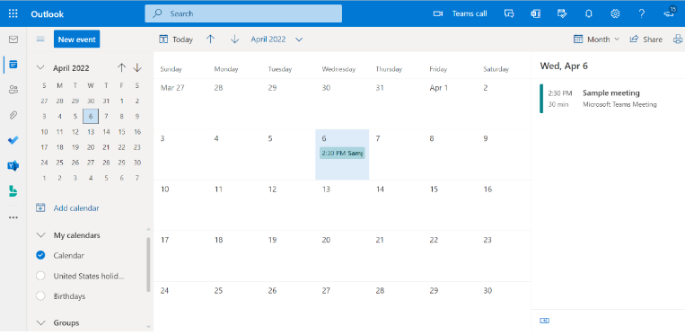 Screenshot describes how to open shared calendar.