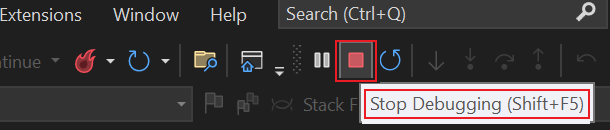 Select stop debug icon