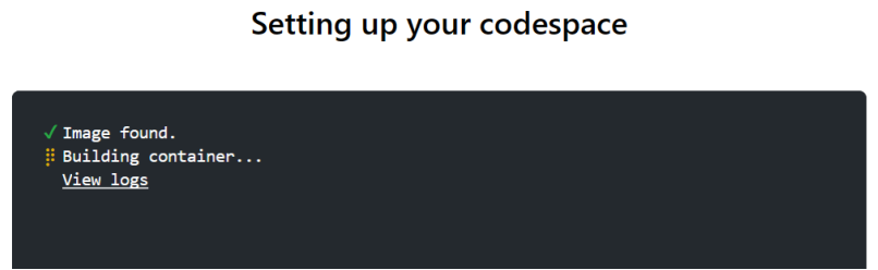 Screenshot shows you the codespace building your tab.