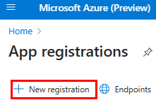 Screenshot shows the New registration page on Microsoft Entra admin center.