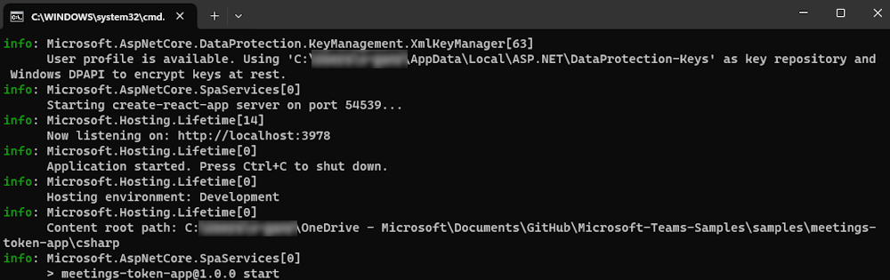 Screenshot displaying the Command Prompt - dotnet run.