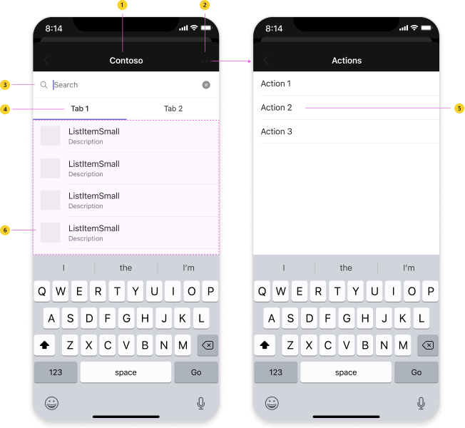 Illustration showing the UI anatomy of a message extension in the compose box on mobile.