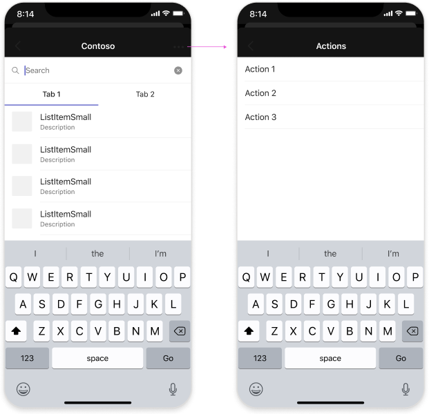 Example shows how to open a message extension from the compose box on mobile.