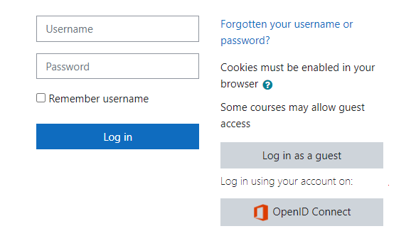 Screenshot shows the log in to open-id connect.