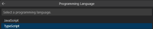 Screenshot shows the selection of programming language.