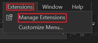 Screenshot shows the selection of Extensions.
