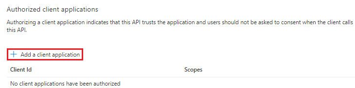 Screenshot shows the add a client application option.