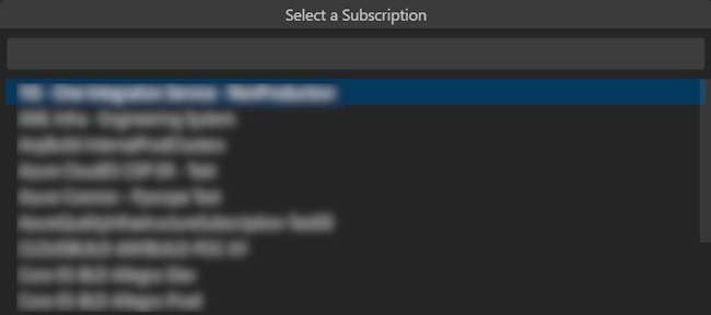 Screenshot showing the selection of existing subscription.