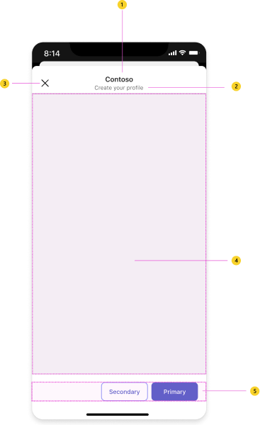 Illustration showing the UI anatomy of a task module on mobile.
