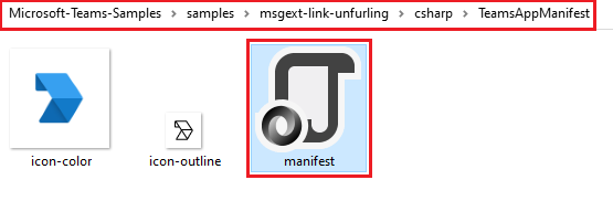Screenshot showing the manifest file location.