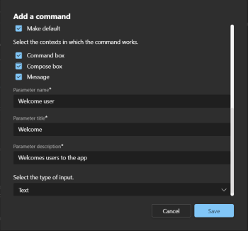 Screenshot of image showing remaining details in Add a Command dialog.