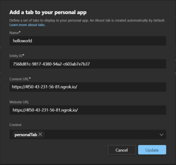 Screenshot of image showing Hello tab details.