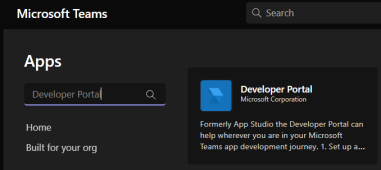 Screenshot of select Developer Portal app.