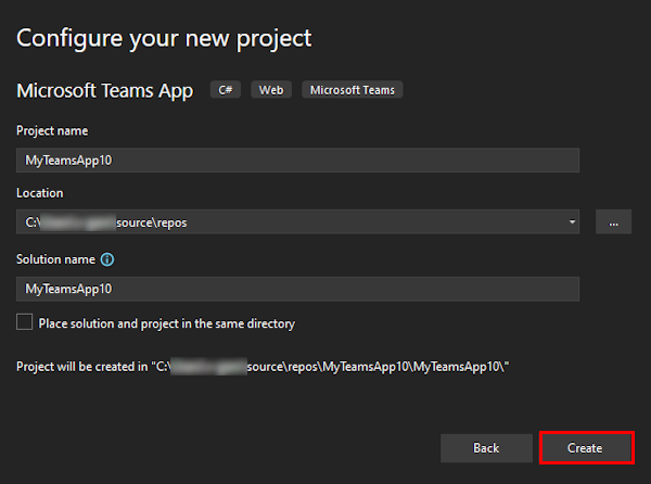 Screenshot shows the option to enter the project name.