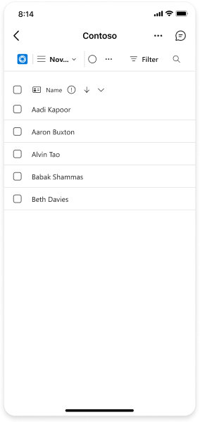 Example shows a list UI template on mobile.