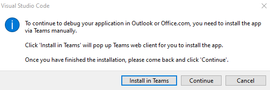The screenshot is an example that shows the Toolkit dialog box to install in Teams.