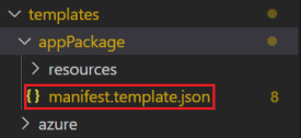 Screenshot is an example of showing the selection of manifest.template.json.