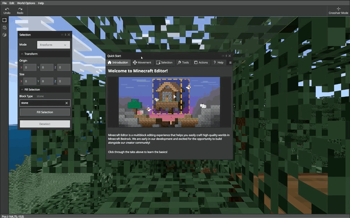 Animation of the parts of the Quick Start Welcome screen